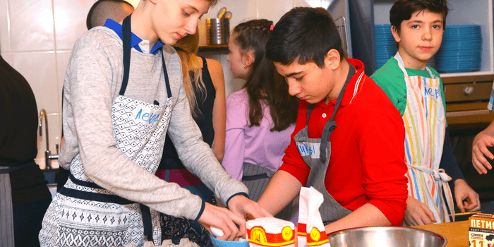 Boys in a cooking class